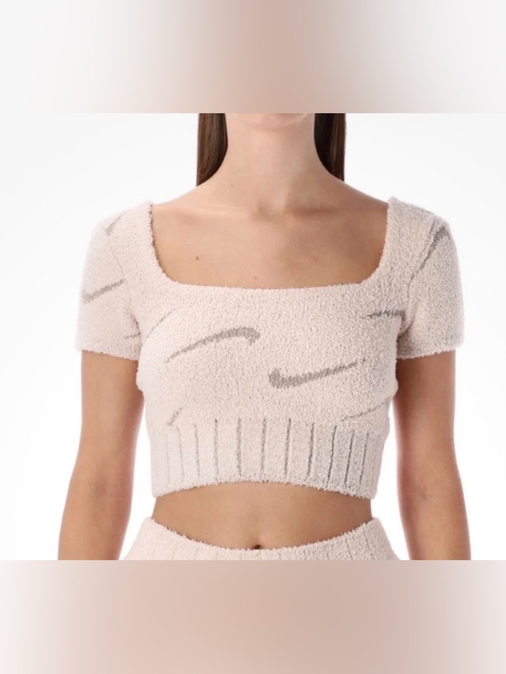 Nike Phoenix Cozy Bouclé Women’s Crop Knit Top Short Sleeve NWT